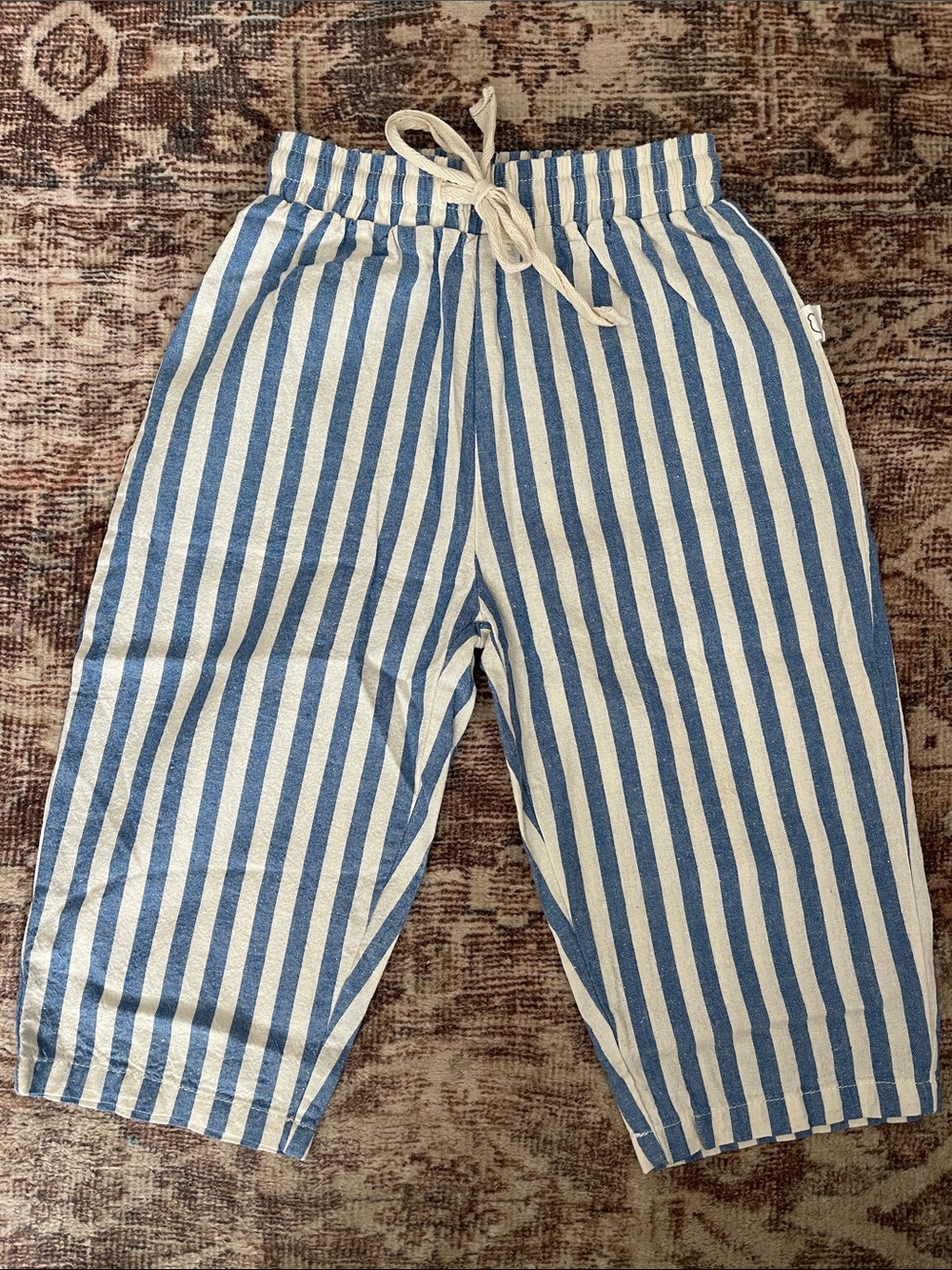 Kids Blue and White Striped Pull-On Bottoms